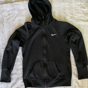 Nike Black Full-Zip Hooded Jacket with White Swoosh